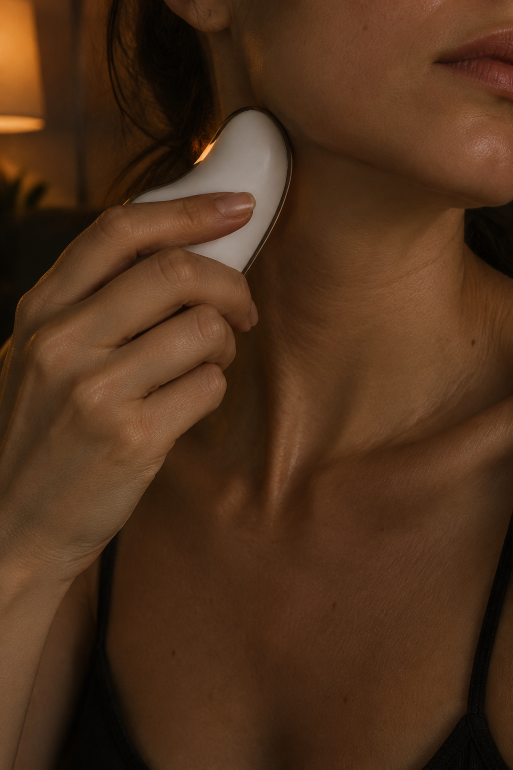 Hero — device held against jaw